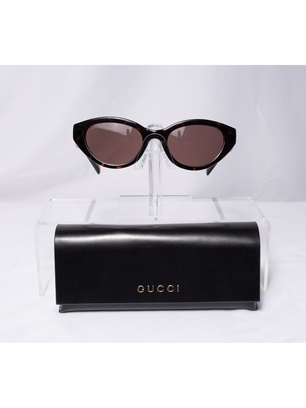 Gucci Oval Tortoise Narrow With Sherry Line Detail Brown